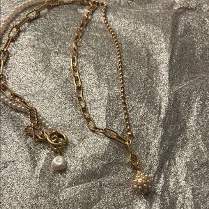 36 inch long Gold Necklace with SPARTINA Pearl Charm